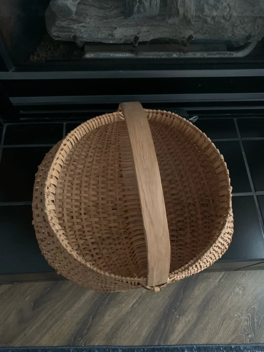 “Butt” Basket Giant Oak Splint Marked X 75 Primitive Style Folk Art